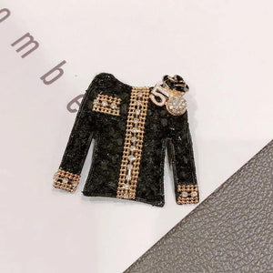 Vintage Clothes Brooch Collar Letter 5 Pearl Fringe Corsage Pin