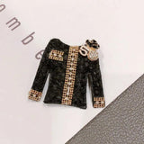 Vintage Clothes Brooch Collar Letter 5 Pearl Fringe Corsage Pin