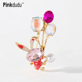 Multicolor Balloon Rabbit Brooch Small Animal Rhinestones Alloy Brooch