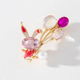 Multicolor Balloon Rabbit Brooch Small Animal Rhinestones Alloy Brooch