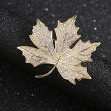 Autumn Maple Leaf Zircon Brooch Collar Pin Woman Accessories