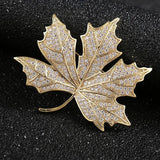 Autumn Maple Leaf Zircon Brooch Collar Pin Woman Accessories