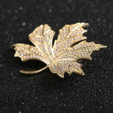 Autumn Maple Leaf Zircon Brooch Collar Pin Woman Accessories