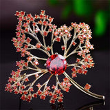 Autumn Maple Leaf Zircon Brooch Collar Pin Woman Accessories