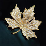 Autumn Maple Leaf Zircon Brooch Collar Pin Woman Accessories