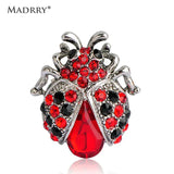 Antique Silver Plated Red Rhinestone Insect Brooch Bouquet