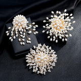 Snowflake Party Pearl Brooch Coat Accessory