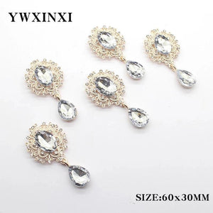 5Pcs 30 * 60MM Oval Rhinestone Alloy Pendant Brooch Diy Wedding Decoration