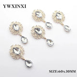 5Pcs 30 * 60MM Oval Rhinestone Alloy Pendant Brooch Diy Wedding Decoration