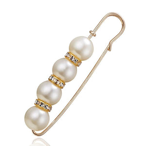 U-Magical Minimalist Faux Pearl Metal Paper Clip Brooch