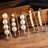 U-Magical Minimalist Faux Pearl Metal Paper Clip Brooch
