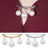 U-Magical Minimalist Faux Pearl Metal Paper Clip Brooch
