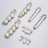U-Magical Minimalist Faux Pearl Metal Paper Clip Brooch