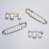 U-Magical Minimalist Faux Pearl Metal Paper Clip Brooch