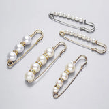 U-Magical Minimalist Faux Pearl Metal Paper Clip Brooch