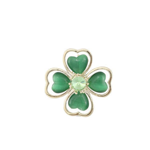 Opal Lucky Clover Brooch Green Four-leaf Pin Wedding Dress Jewelry