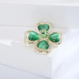 Opal Lucky Clover Brooch Green Four-leaf Pin Wedding Dress Jewelry