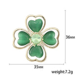 Opal Lucky Clover Brooch Green Four-leaf Pin Wedding Dress Jewelry