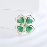 Opal Lucky Clover Brooch Green Four-leaf Pin Wedding Dress Jewelry