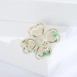 Opal Lucky Clover Brooch Green Four-leaf Pin Wedding Dress Jewelry