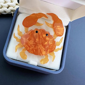 Crab Brooch Acrylic Pin For Women Kids Holiday Decoration Accessories