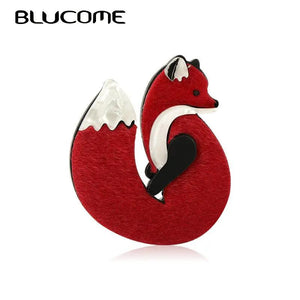 Acrylic Leather Fox Brooches Pins Animal Brooch Scarf Clip