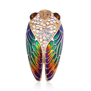 Enamel Cicada Crystal Brooch Pin Insect Bee Brooch for Women Girls