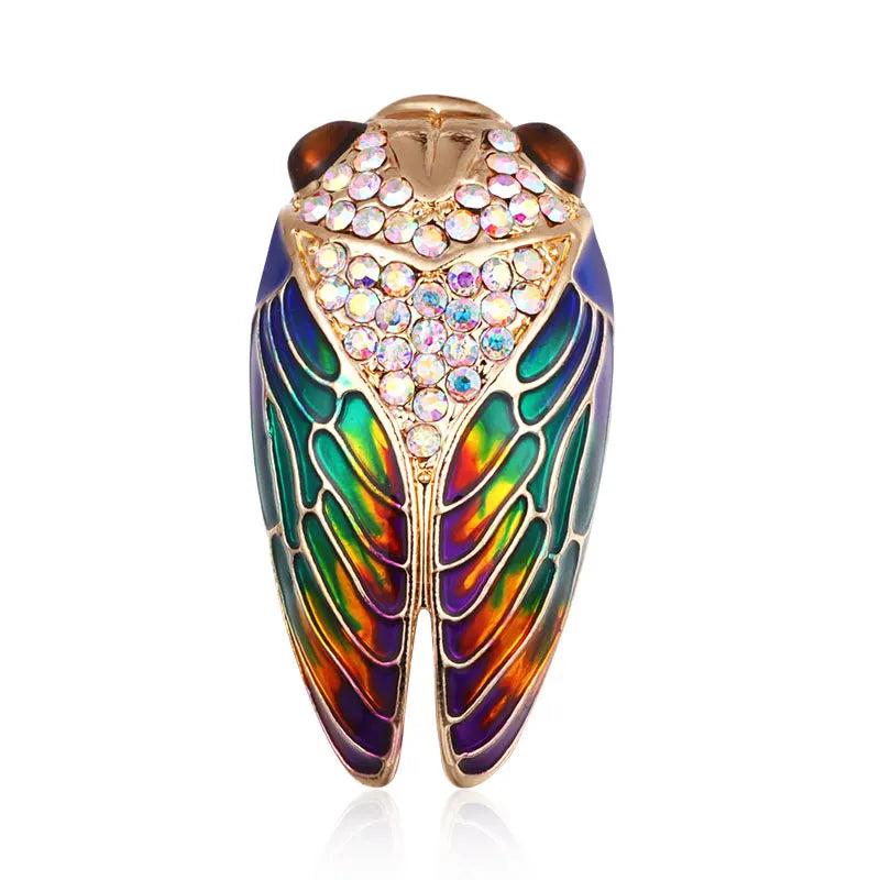 Enamel Cicada Crystal Brooch Pin Insect Bee Brooch for Women Girls
