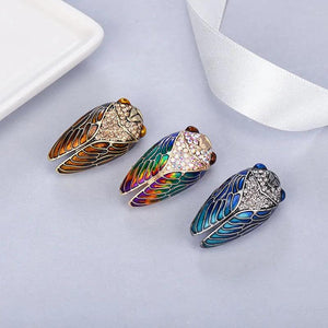 Enamel Cicada Crystal Brooch Pin Insect Bee Brooch for Women Girls