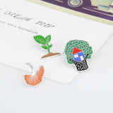 Sapling Plant Brooch Tree House Ginkgo Leaf Oil Drop Brooch