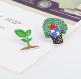 Sapling Plant Brooch Tree House Ginkgo Leaf Oil Drop Brooch