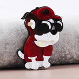 Large Dog With Hat Acrylic Brooch Pin for Women's Clothing