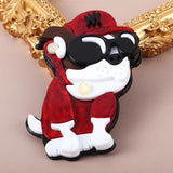Large Dog With Hat Acrylic Brooch Pin for Women's Clothing