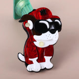 Large Dog With Hat Acrylic Brooch Pin for Women's Clothing