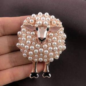Lovely Sheep Brooch Inlaid Pearls for Girls