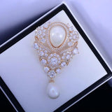 Vintage Ribbon Scroll Pearl Pendant Wedding Brooch