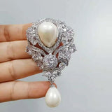 Vintage Ribbon Scroll Pearl Pendant Wedding Brooch