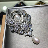 Vintage Ribbon Scroll Pearl Pendant Wedding Brooch