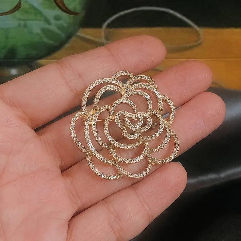 Famous Camellia Brooch Small Rose Flower Party Accessory