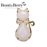 Beaut&Berry Cat Copper Zircon Brooch Ladies Rhinestone Brooch Office Gift