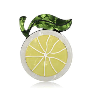 Orange Lemon Green Leaves Brooches Pins Women Kids Fruit Style Brooch