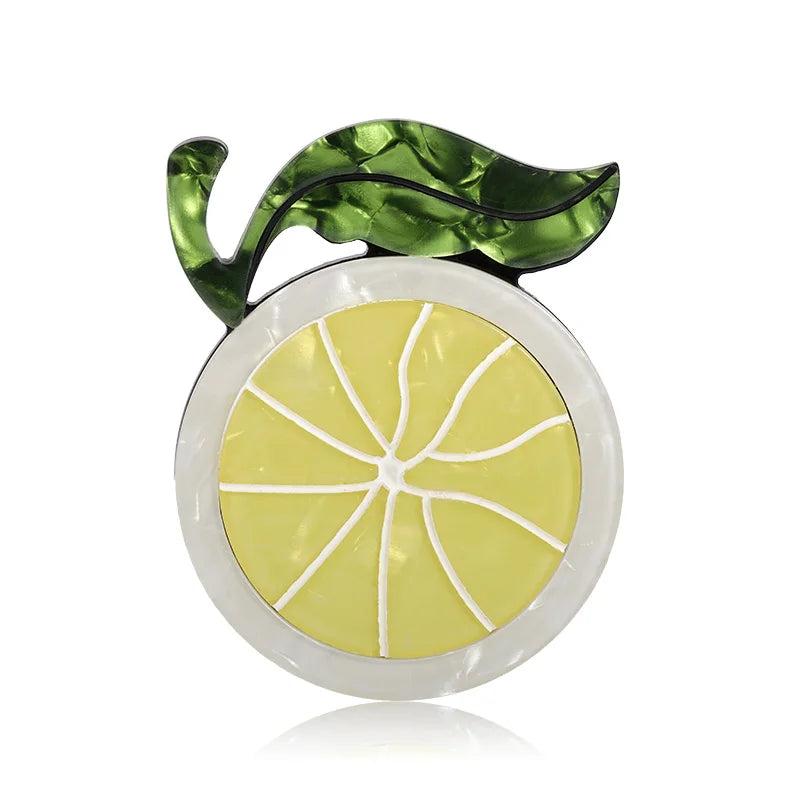 Orange Lemon Green Leaves Brooches Pins Women Kids Fruit Style Brooch