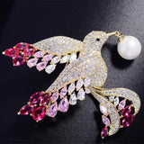 Pearl Bird Zircon Brooch & Pearl Eagle Men's Animal Jacket Accessory