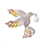 Pearl Bird Zircon Brooch & Pearl Eagle Men's Animal Jacket Accessory