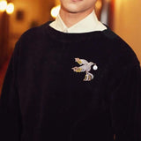 Pearl Bird Zircon Brooch & Pearl Eagle Men's Animal Jacket Accessory