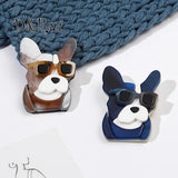 Cartoon Dog Sunglasses Acrylic Brooch Enamel Animal Pin for Coat