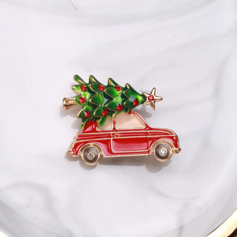 Enamel Car Christmas Tree Brooch Pins Women Jewelry Gift