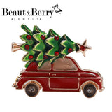 Enamel Car Christmas Tree Brooch Pins Women Jewelry Gift