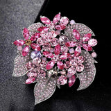 Pink Green Rhinestone Bridal Flower Brooches