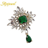 Green Crystal Brooch Women Ladies Jewelry Sweater Accessories Scarf Pins